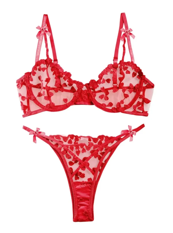 Ensemble transparent sexy Lauren (rouge)