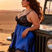 Nuisette bleue en satin et dentelle noire (3) Nuisette bleue en satin et dentelle noire