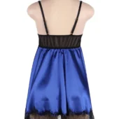 Nuisette bleue en satin et dentelle noire (6) Nuisette bleue en satin et dentelle noire