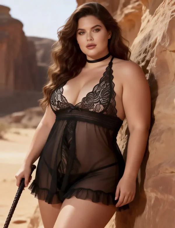Nuisette noire transparente à dos nageur en dentelle
