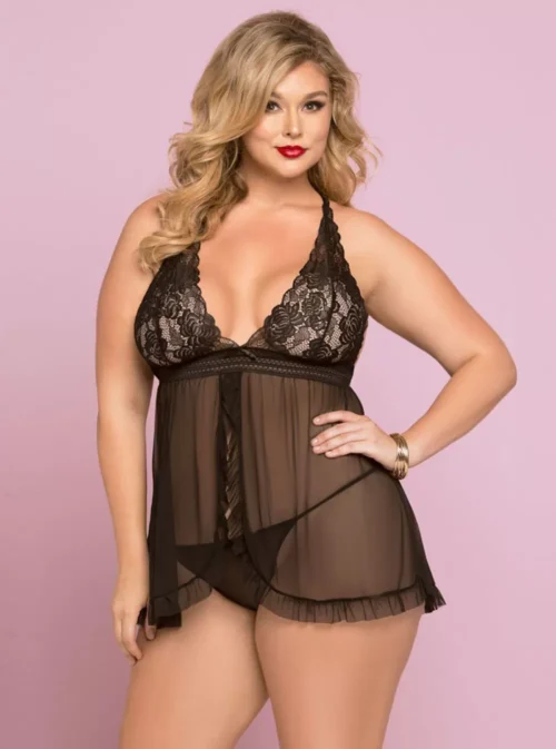 Nuisette ouverte grande taille noire Andréa (1)