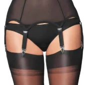 Porte-jarretelles 6 attaches Vintage (noir, face)