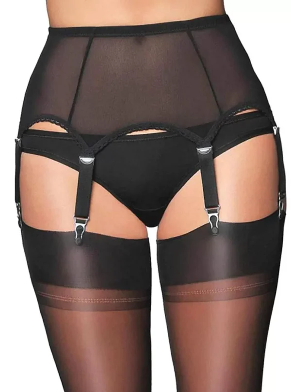 Porte-jarretelles 6 attaches Vintage (noir, face)