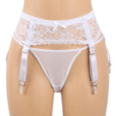 Porte jarretelles blanc en dentelle Bianca