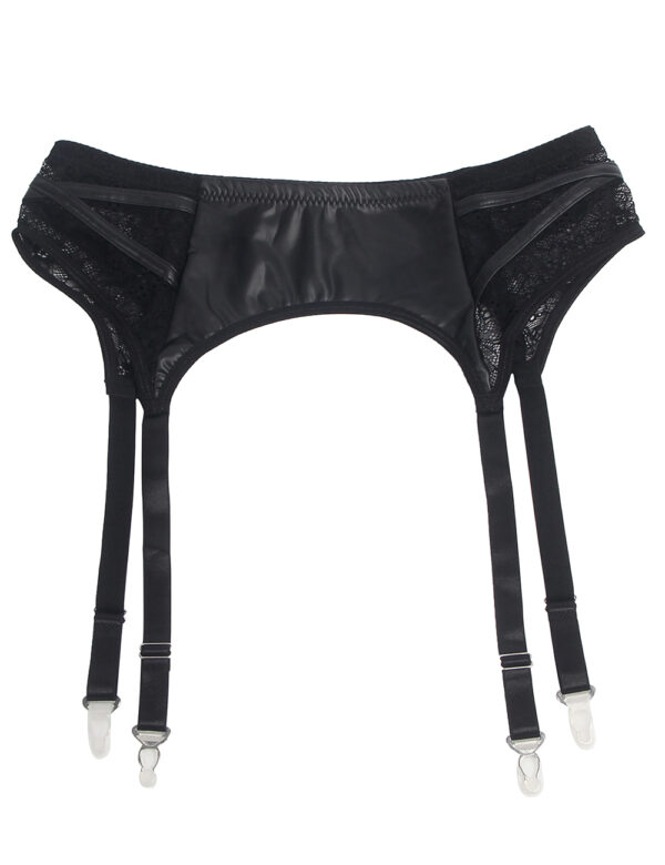 Porte-jarretelles cuir et dentelle Tania (3) Porte-jarretelles cuir et dentelle Tania