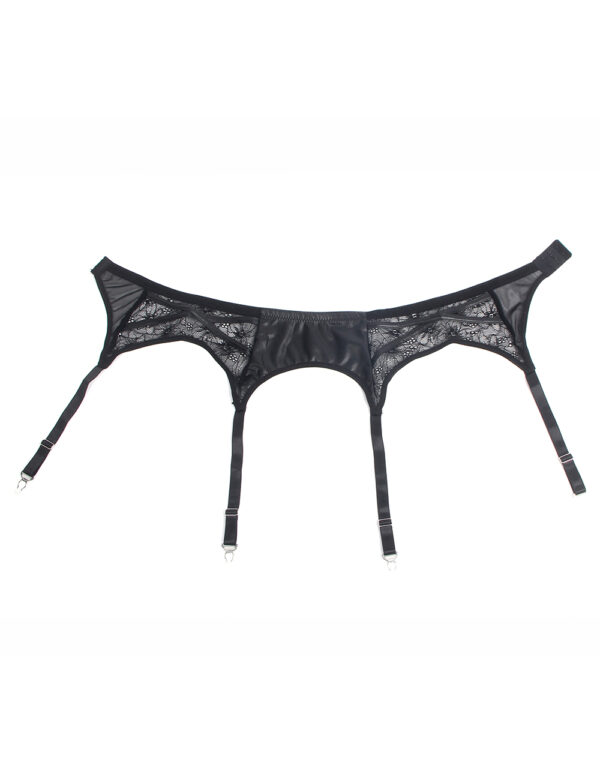 Porte-jarretelles cuir et dentelle Tania (4) Porte-jarretelles cuir et dentelle Tania