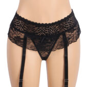 Porte-jarretelles string ouvert frou-frou Noir Jenna (3) Porte-jarretelles string ouvert frou-frou Noir Jenna