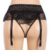Porte-jarretelles string ouvert frou-frou Noir Jenna (4) Porte-jarretelles string ouvert frou-frou Noir Jenna