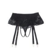 Porte-jarretelles string ouvert frou-frou Noir Jenna (6) Porte-jarretelles string ouvert frou-frou Noir Jenna