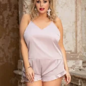 Pyjama satin short et caraco grande taille Parme (3)
