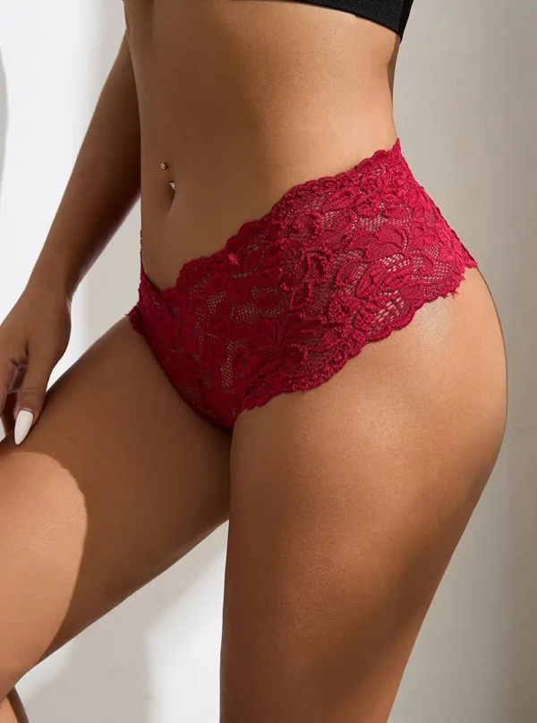 Shorty en dentelle Romane (rouge, profil) Shorty en dentelle Romane