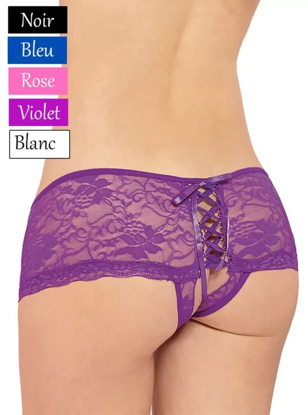 Shorty fendu à lacets Polly (violet, arrière) Shorty fendu à lacets Polly (violet, arrière)
