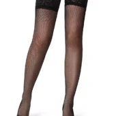 bas résille couture noir Gloria (vue de face)
