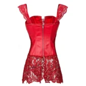 Bustier cuir rouge dos avec zip, fond blanc — Shivaleecious