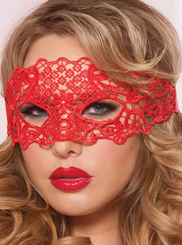 Masque Bandeau Rouge Dentelle Transparent