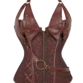 Corset Bustier Steampunk Cuir Marron