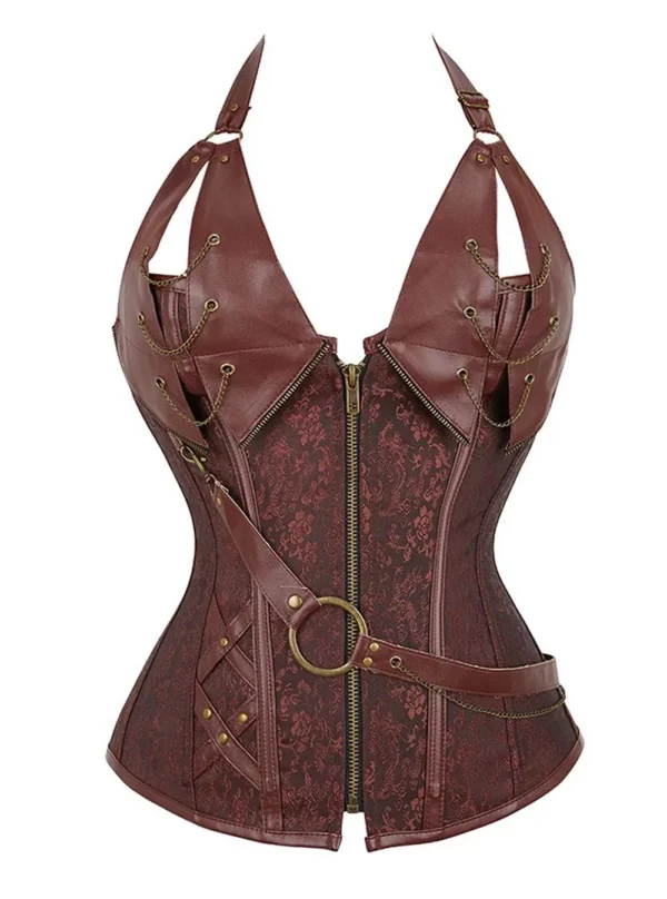 Corset Bustier Steampunk Cuir Marron