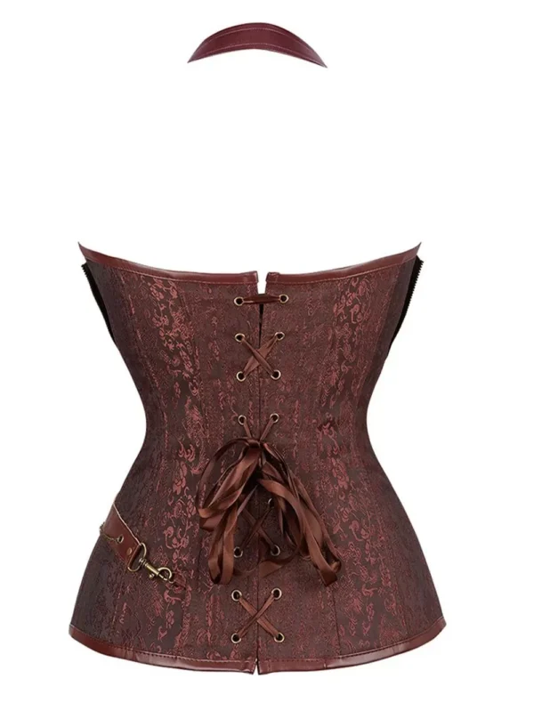Corset Bustier Steampunk Cuir Marron