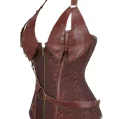 Corset Bustier Steampunk Cuir Marron