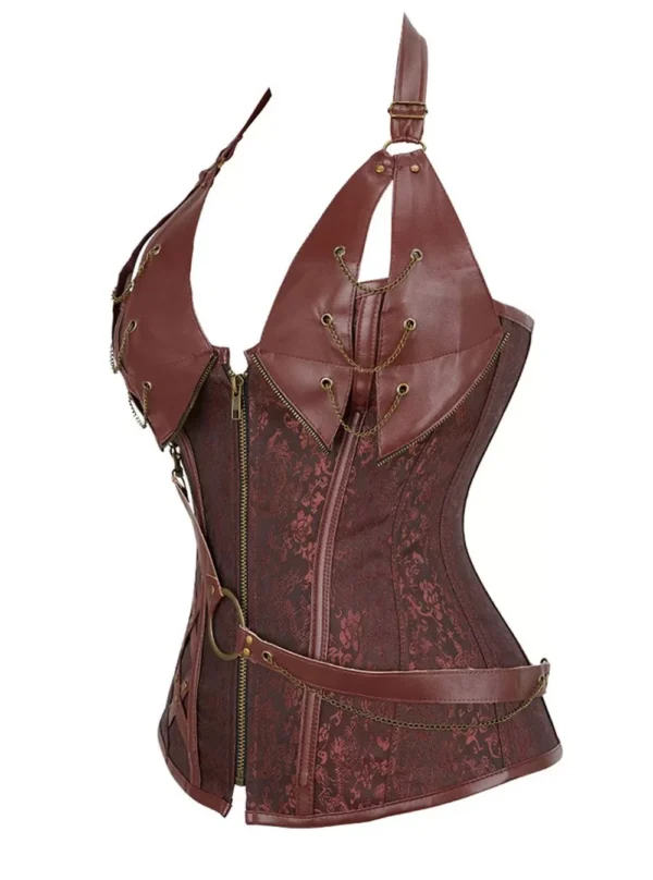 Corset Bustier Steampunk Cuir Marron