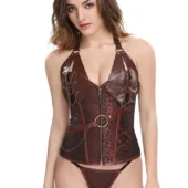 Corset Bustier Steampunk Cuir Marron