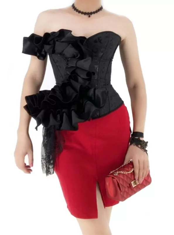 Corset Noir Bouquet des Ténèbres