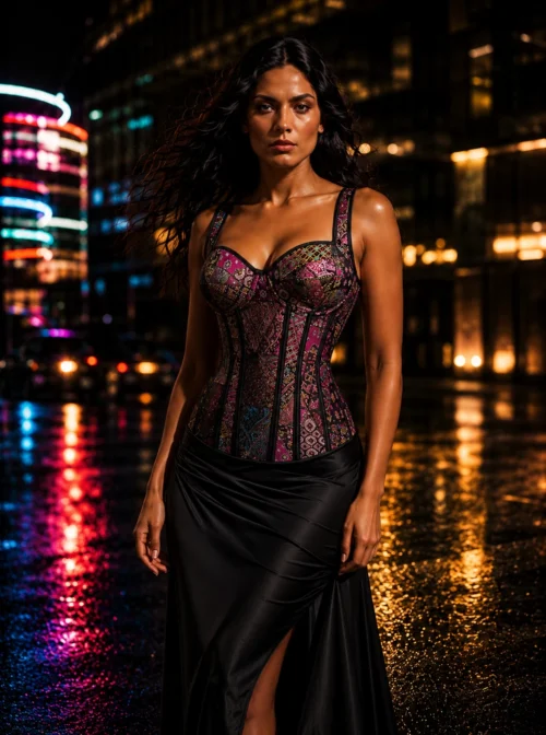 Corset bretelles patchwork Freya, vue de face — Shivaleecious