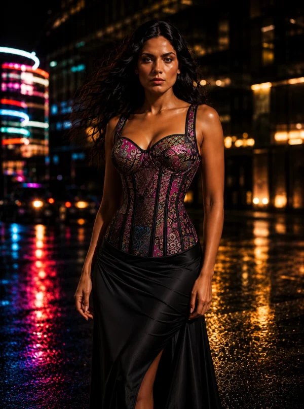 Corset bretelles patchwork Freya, vue de face — Shivaleecious