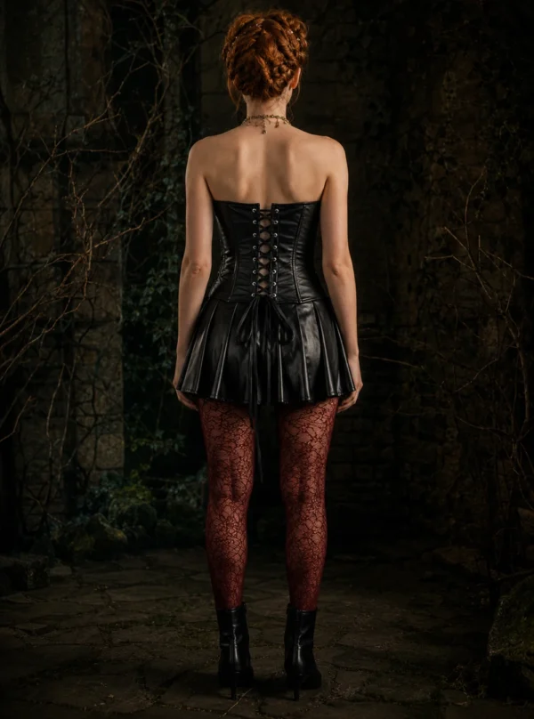 Corset Lénora noir dos laçage, vue éditoriale — Shivaleecious