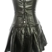 Corset cuir noir Lénora laçage dos, fond blanc — Shivaleecious