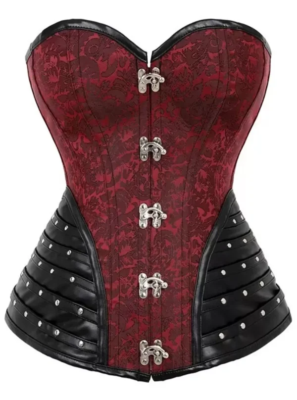Corset punk rock rouge et cuir clouté Dreamcatcher Corset punk rock rouge et cuir clouté Dreamcatcher