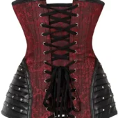 Corset punk rock rouge et cuir clouté Dreamcatcher (vue arrière) Corset punk rock rouge et cuir clouté Dreamcatcher (vue arrière)