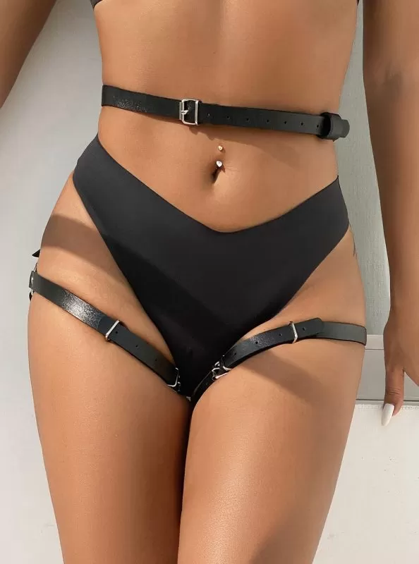 Harnais culotte cuir noir