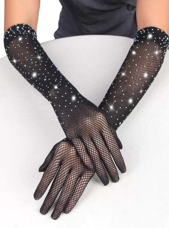 Gants Longs en Résille Scintillants (3)