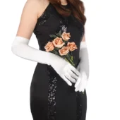 Gants longs en satin blanc (1)