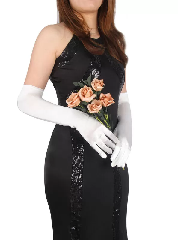 Gants longs en satin blanc (1)