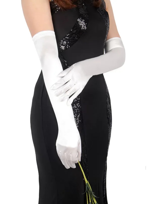 Gants longs en satin blanc (2)