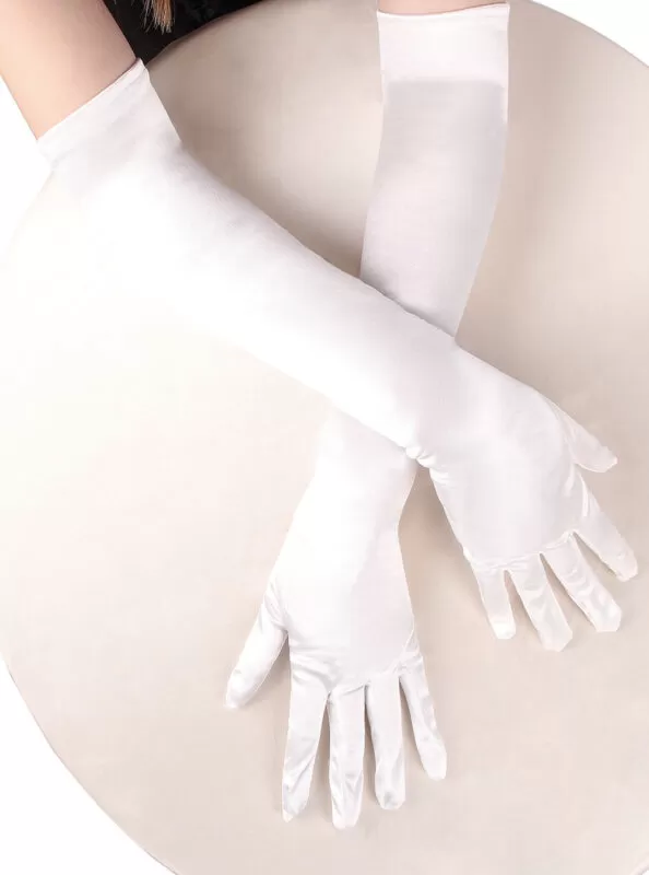 Gants longs en satin blanc (3)