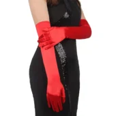 Gants longs rouge en satin (1) Gants longs rouge en satin (1)