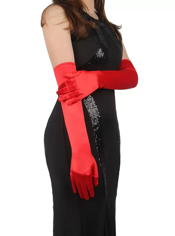 Gants longs rouge en satin (1) Gants longs rouge en satin (1)