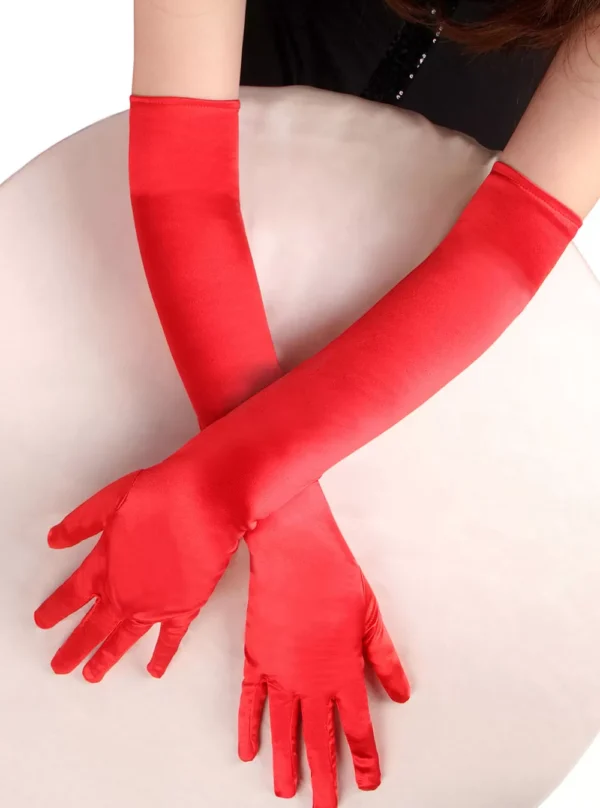 Gants longs rouge en satin (2) Gants longs rouge en satin (2)