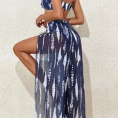 Bikini Tie Dye et sa jupe longue Blue (avec jupe dos) Bikini Tie Dye et sa jupe longue Blue (avec jupe dos)