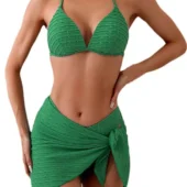 Ensemble Bikini et Paréo Nayade (vert face)