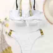 Maillot de bain bandeau coque avec bretelles Ariana (blanc non porté dos)
