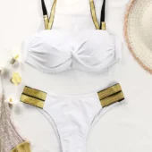 Maillot de bain bandeau coque avec bretelles Ariana (blanc non porté face)