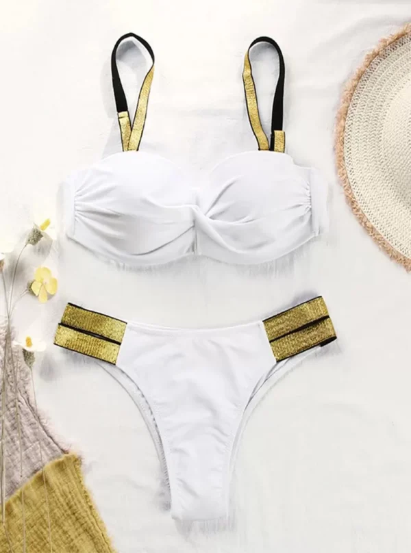 Maillot de bain bandeau coque avec bretelles Ariana (blanc non porté face)