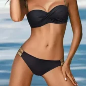 Maillot de bain bandeau coque avec bretelles Ariana (noir)