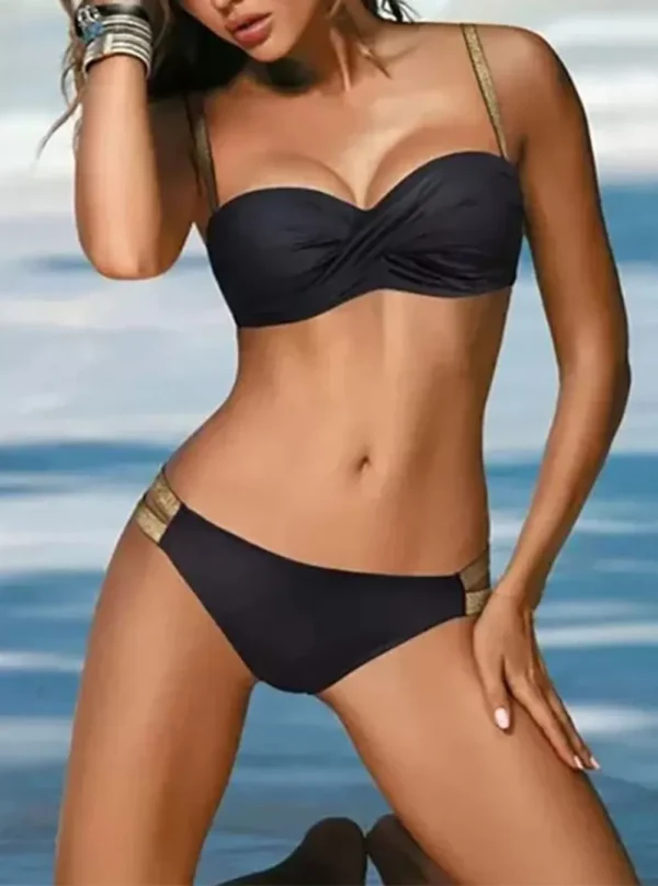 Maillot de bain bandeau coque avec bretelles Ariana (noir)