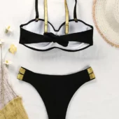 Maillot de bain bandeau coque avec bretelles Ariana (noir non porté dos)