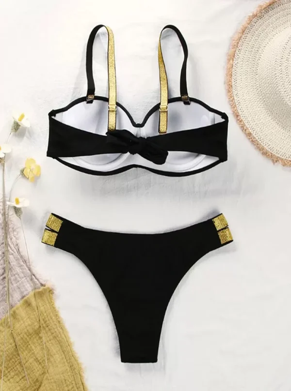 Maillot de bain bandeau coque avec bretelles Ariana (noir non porté dos)